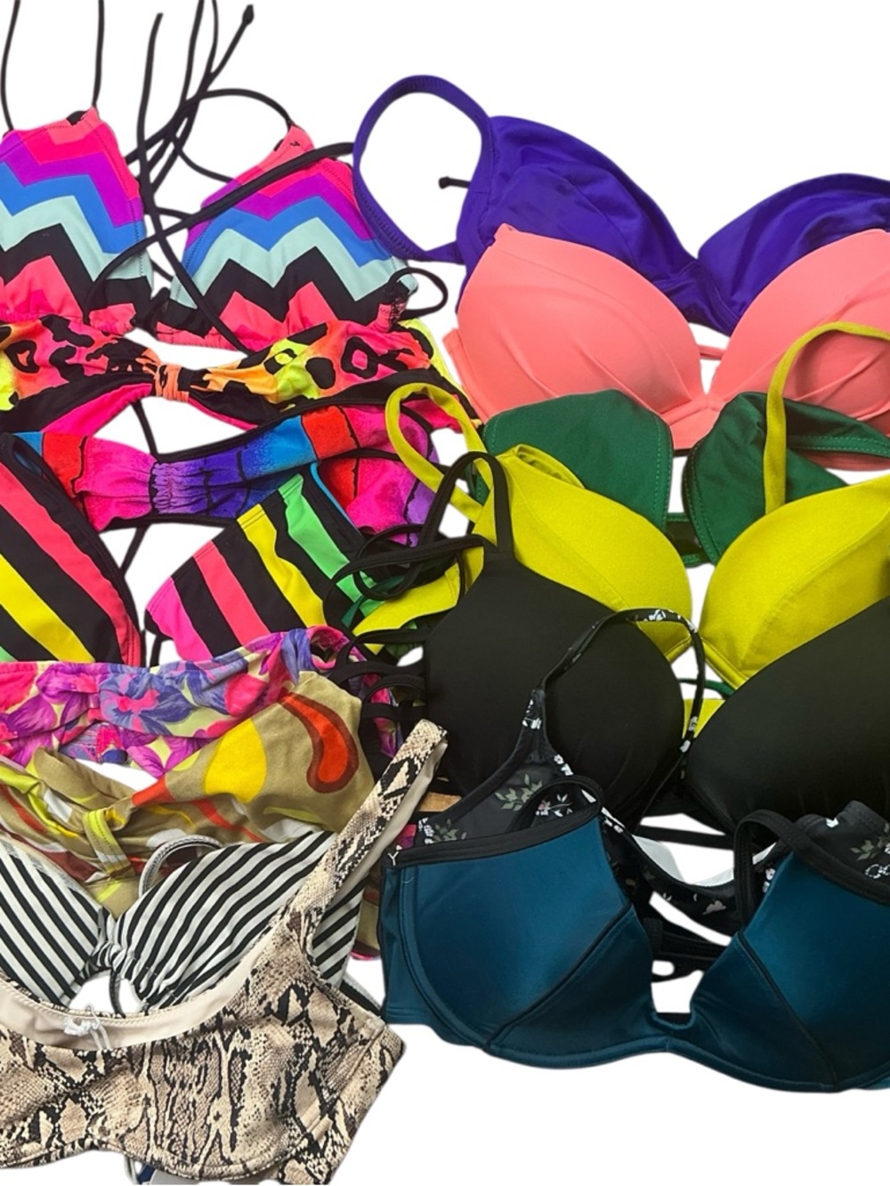 Y2K multicolored bikini top bundle of 15 S/M/L